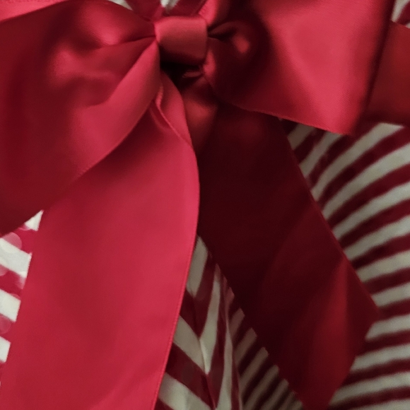 GIRLS BONNIE JEAN RED WHITE CANDY CANDY STRIPED SANTA DRESS  FAUX FUR SIZE  14 - Picture 3 of 8